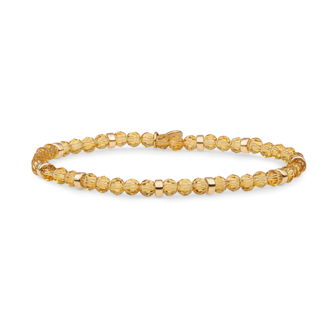 Bracelet | Light Gold Citrine Quartz Roundel Interstellar - Gold