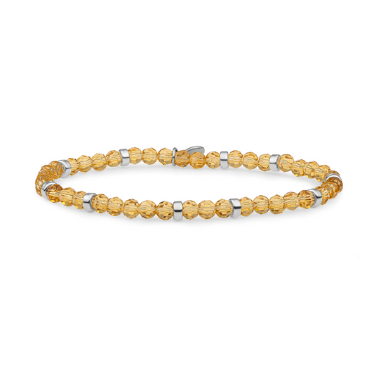 Bracelet | Light Gold Citrine Quartz Roundel Interstellar - Silver