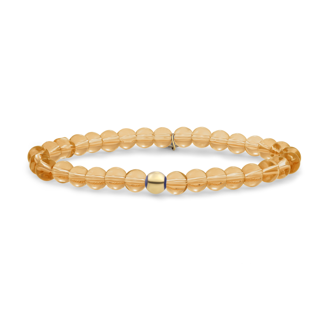 Bracelet | Light Gold Citrine Quartz Saturn large - Gold - 6mm