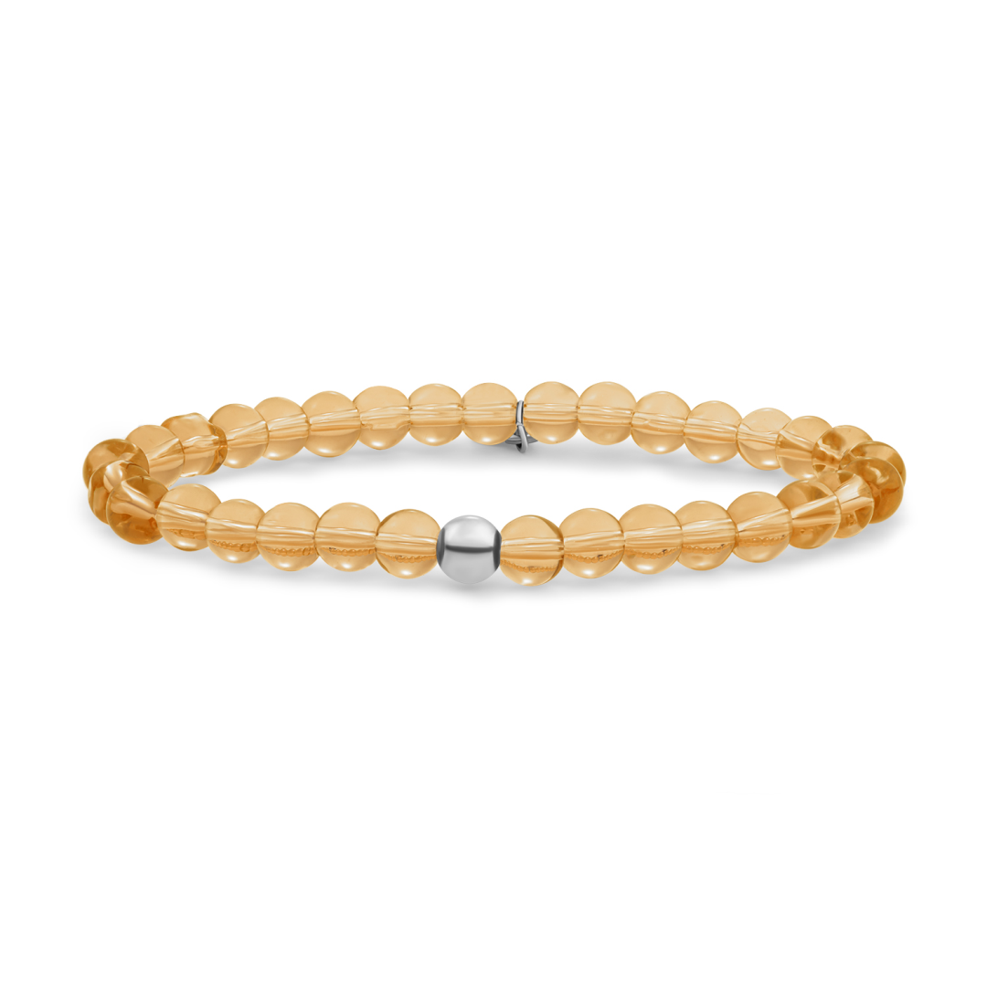 Bracelet | Light Gold Citrine Quartz Saturn large - Silver - 6mm - SB-GEM65-ADD-6MM