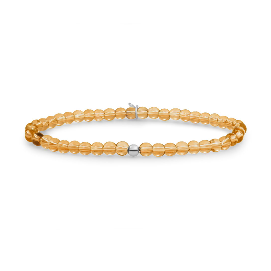 Bracelet | Light Gold Citrine Quartz Saturn small - Silver - 4mm - SB-GEM65-ADD-4MM