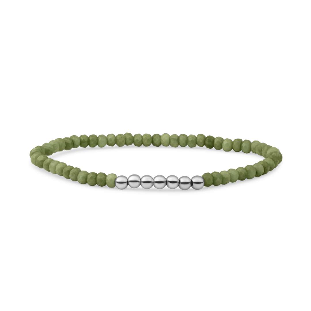 Bracelet | Lime Jade 4mm Reverse Universe - Silver