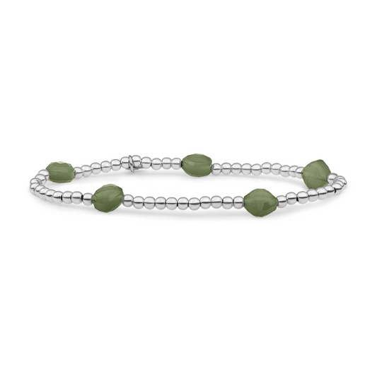 Bracelet | Lime Jade Cushion Cut Beads - Silver