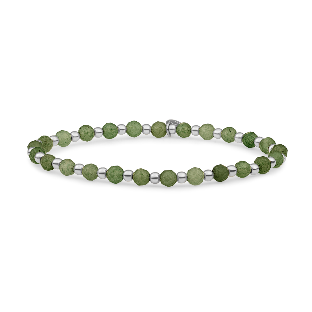 Bracelet | Lime Jade Interstellar - Silver - 3mm - SB-GEM64-3MM-MIX