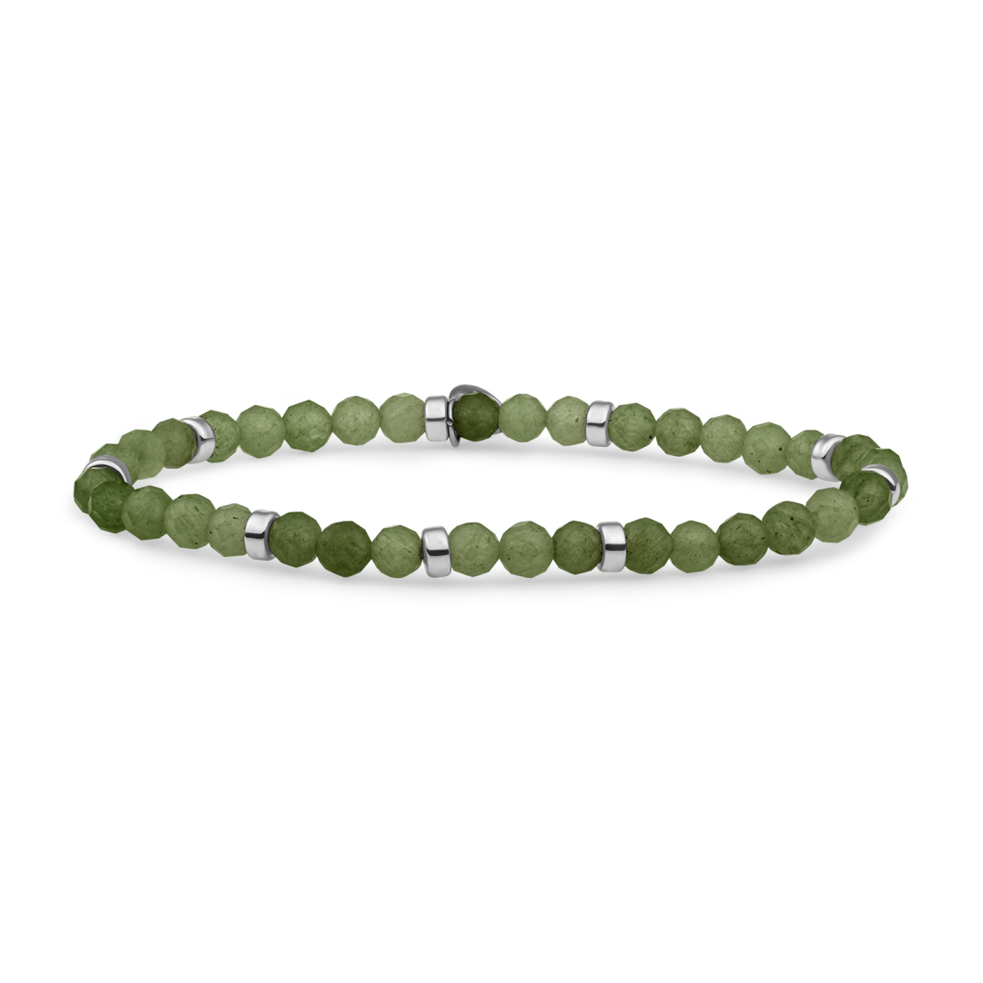 Bracelet | Lime Jade Roundel Interstellar - Silver - SB-GEM64-MIX-RDL