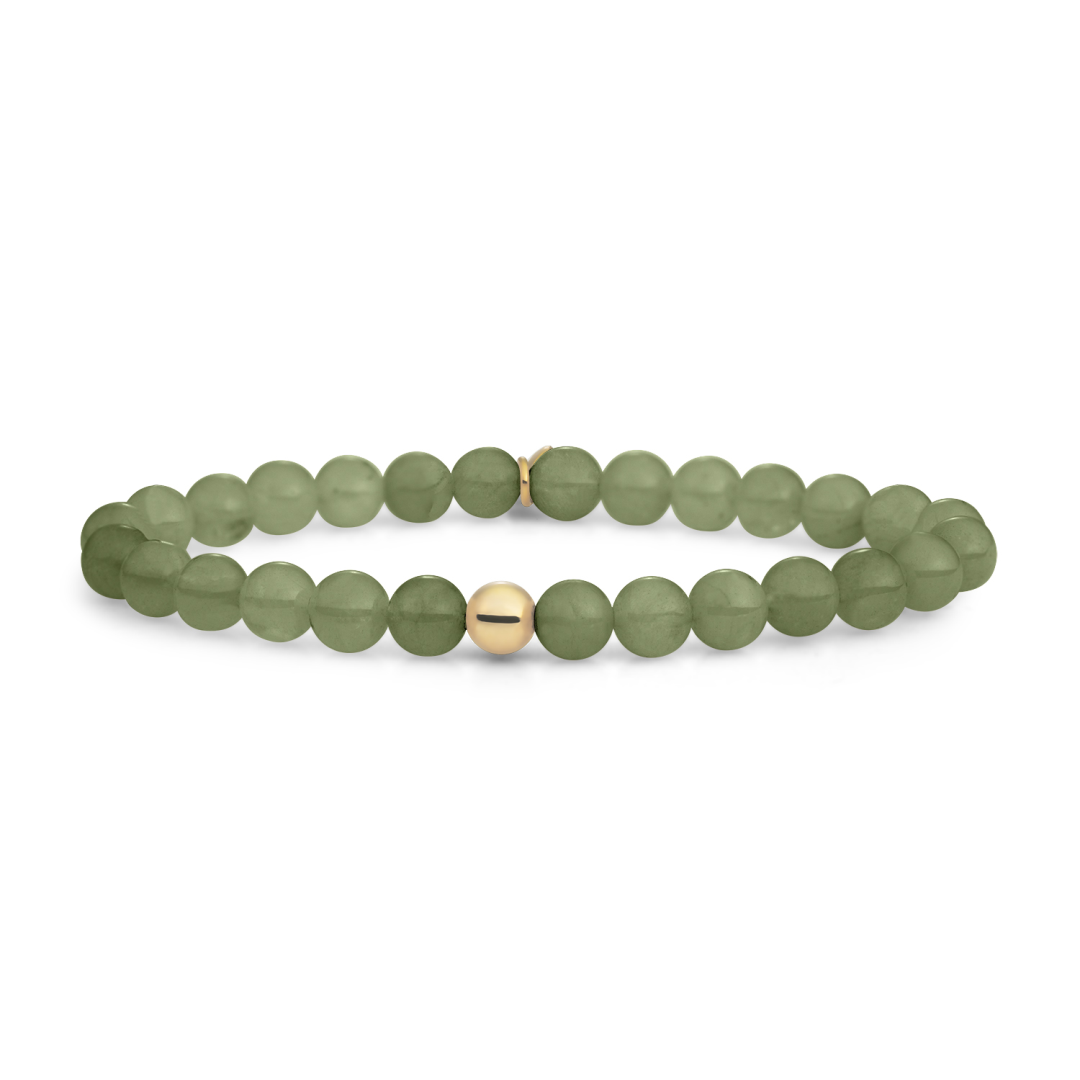 Bracelet | Lime Jade Saturn large - Gold - 6mm