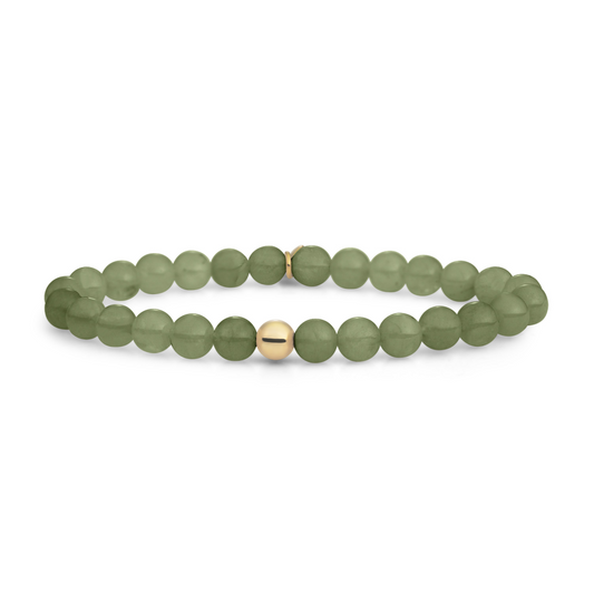 Bracelet | Lime Jade Saturn large - Gold - 6mm