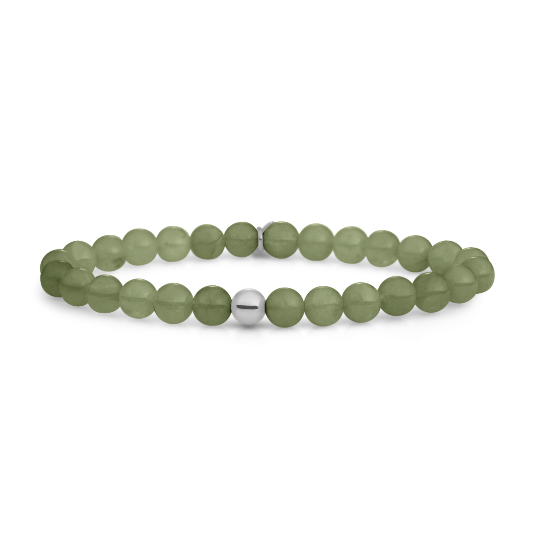 Bracelet | Lime Jade Saturn large - Silver - 6mm