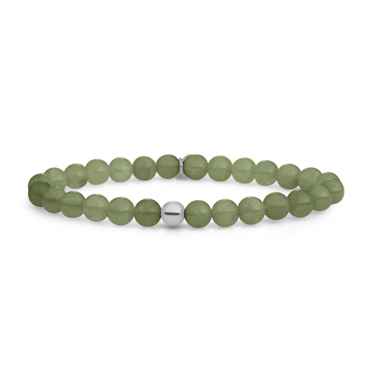 Bracelet | Lime Jade Saturn large - Silver - 6mm