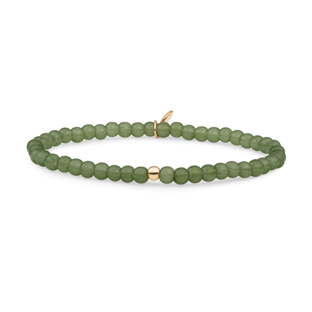 Bracelet | Lime Jade Saturn small - Gold - 4mm
