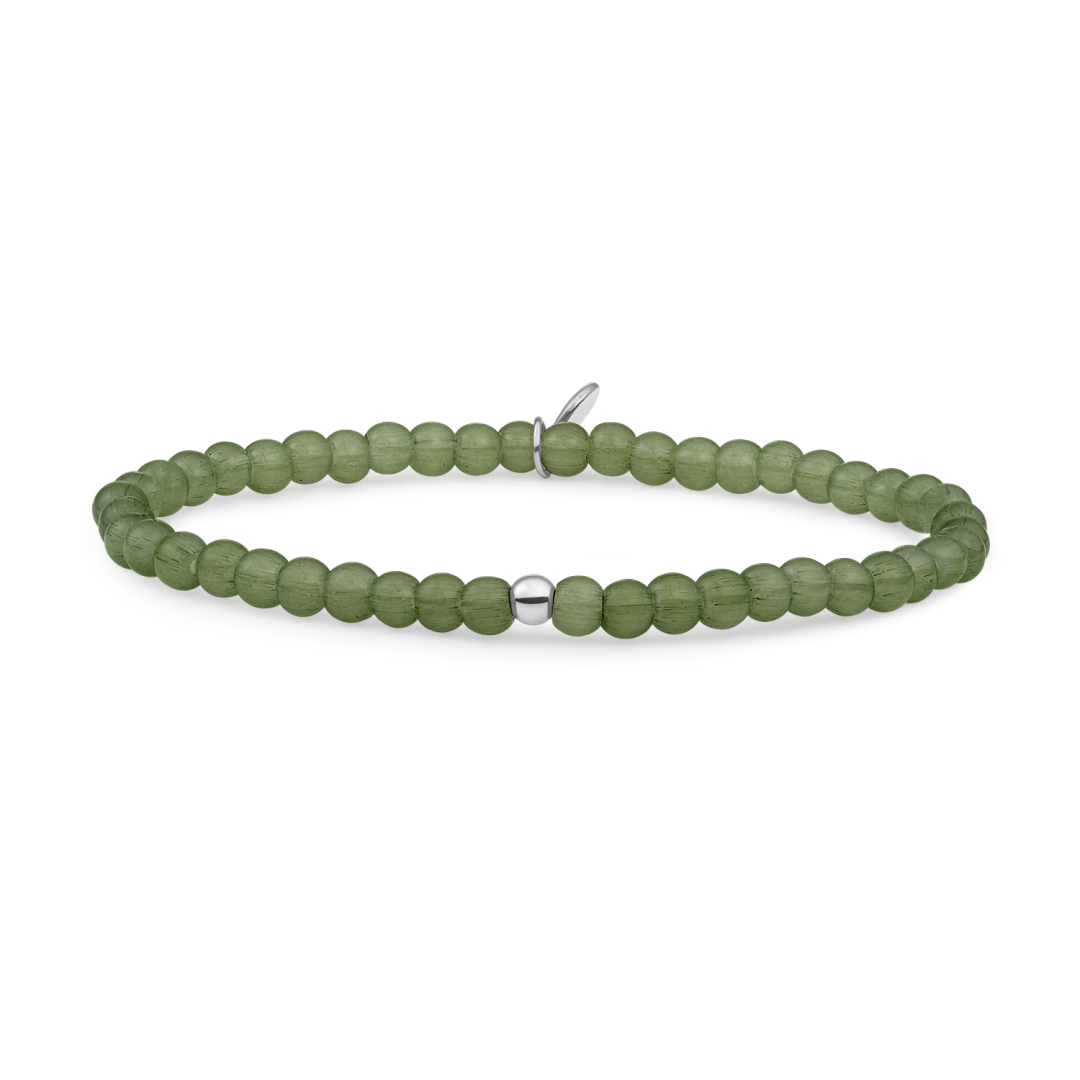 Bracelet | Lime Jade Saturn small - Silver - 4mm