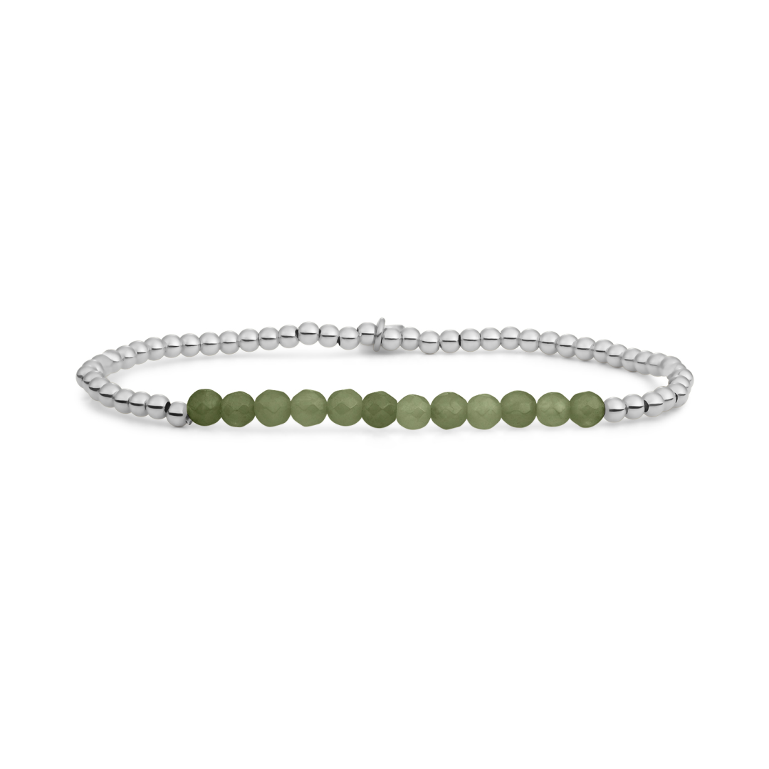 Bracelet | Lime Jade Universe - Silver - 3mm - SB-GEM64-3MM-LINE