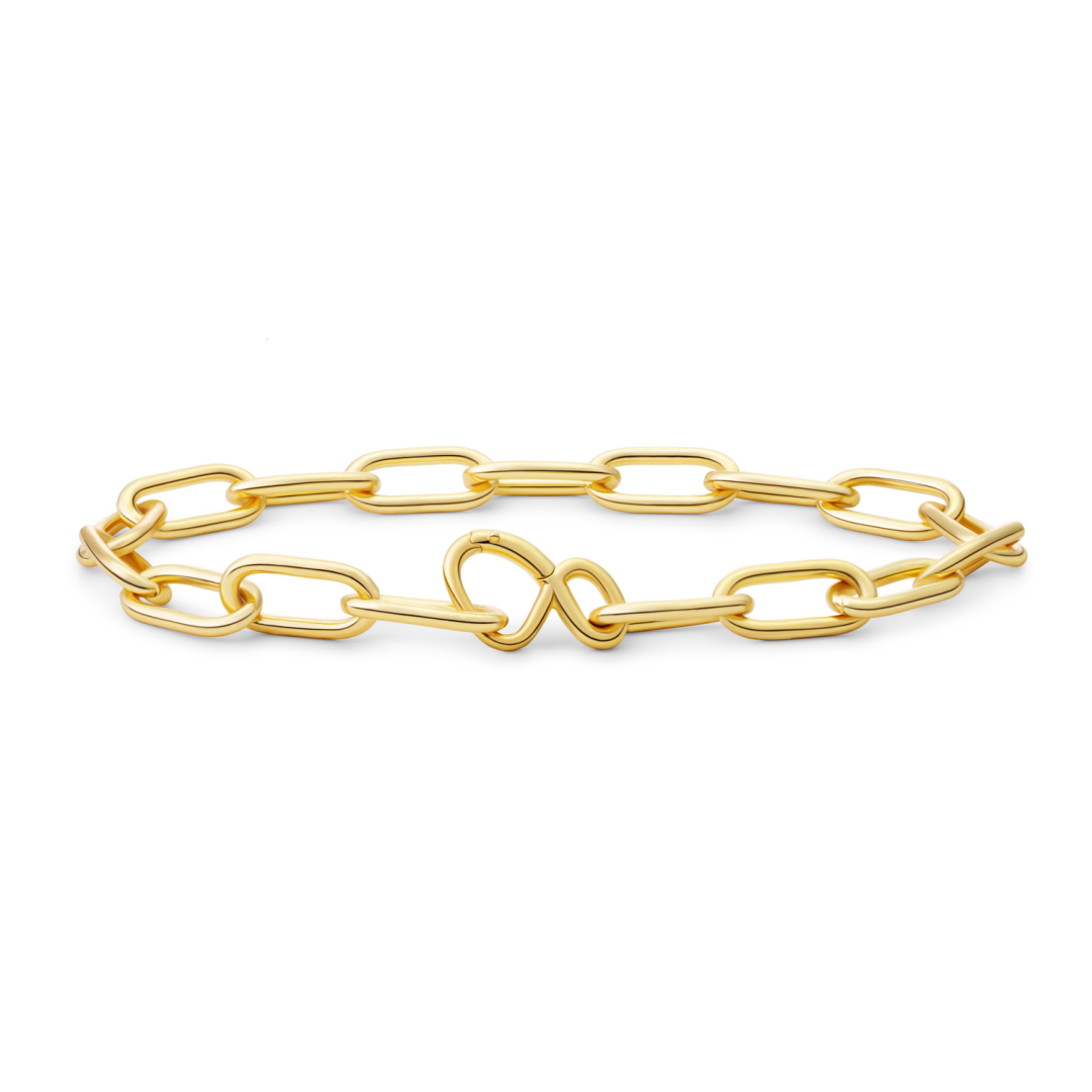 Bracelet | Long link gold plated - Silver - 19cm