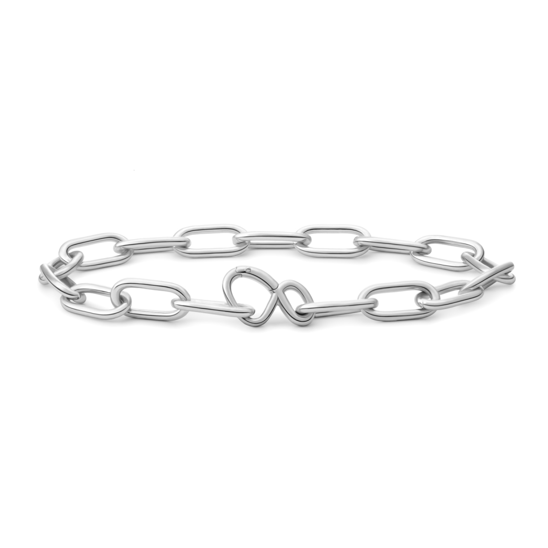Bracelet | Long link rhodium plated - Silver - 17cm