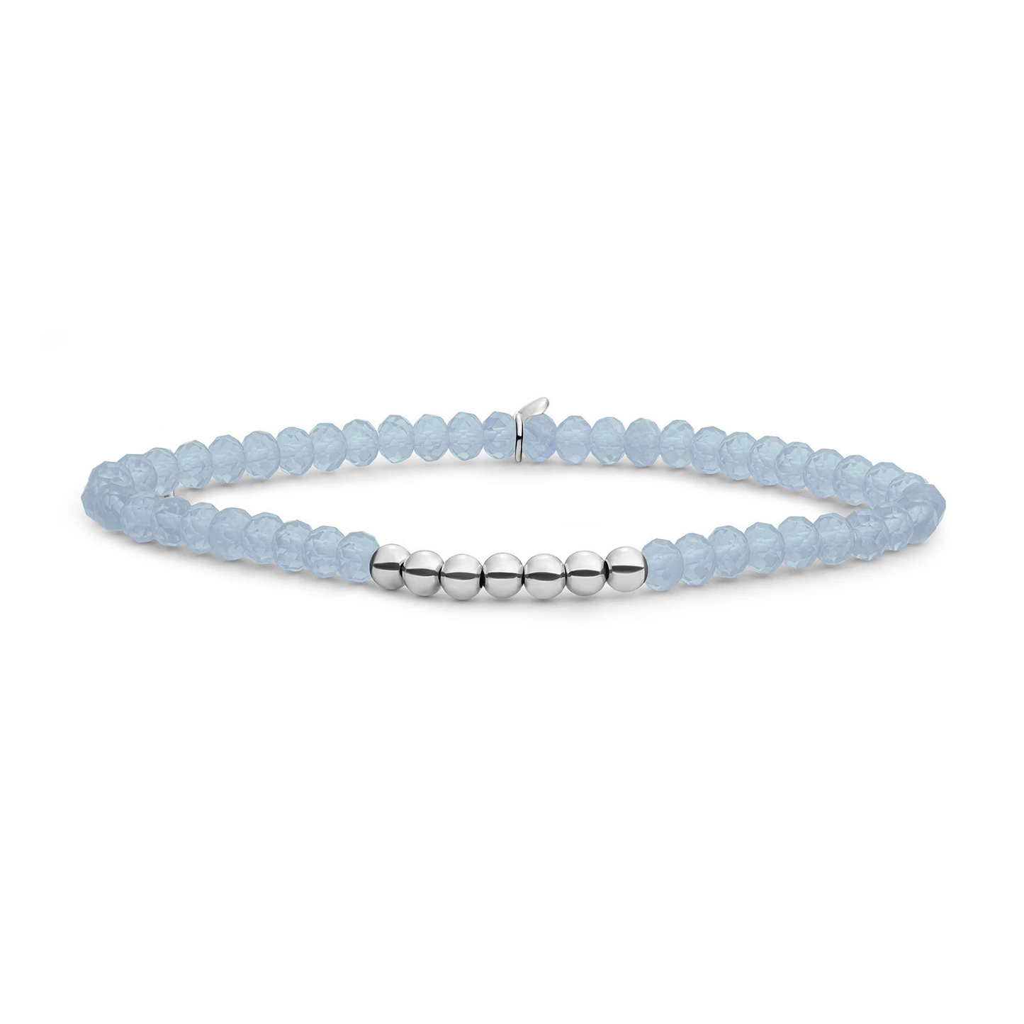 Bracelet | Milky Blue Jade 4mm Reverse Universe - Silver