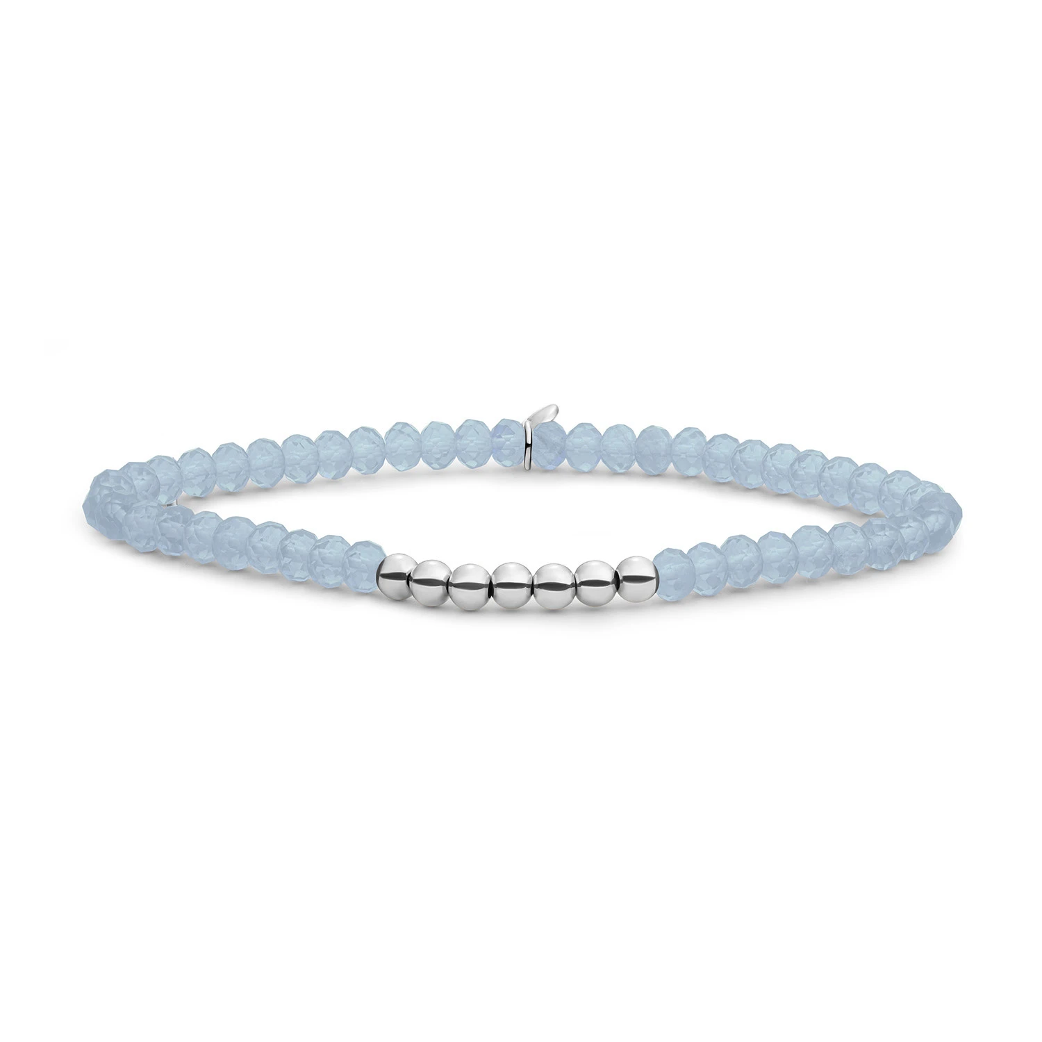 Bracelet | Milky Blue Jade 4mm Reverse Universe - Silver