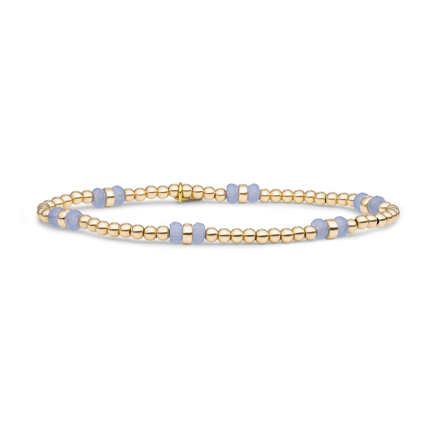 Bracelet | Milky Blue Jade Double Reverse Roundel - Gold
