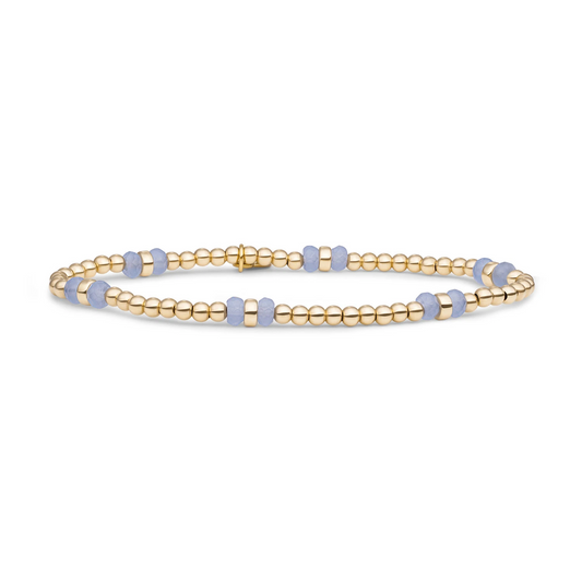 Bracelet | Milky Blue Jade Double Reverse Roundel - Gold