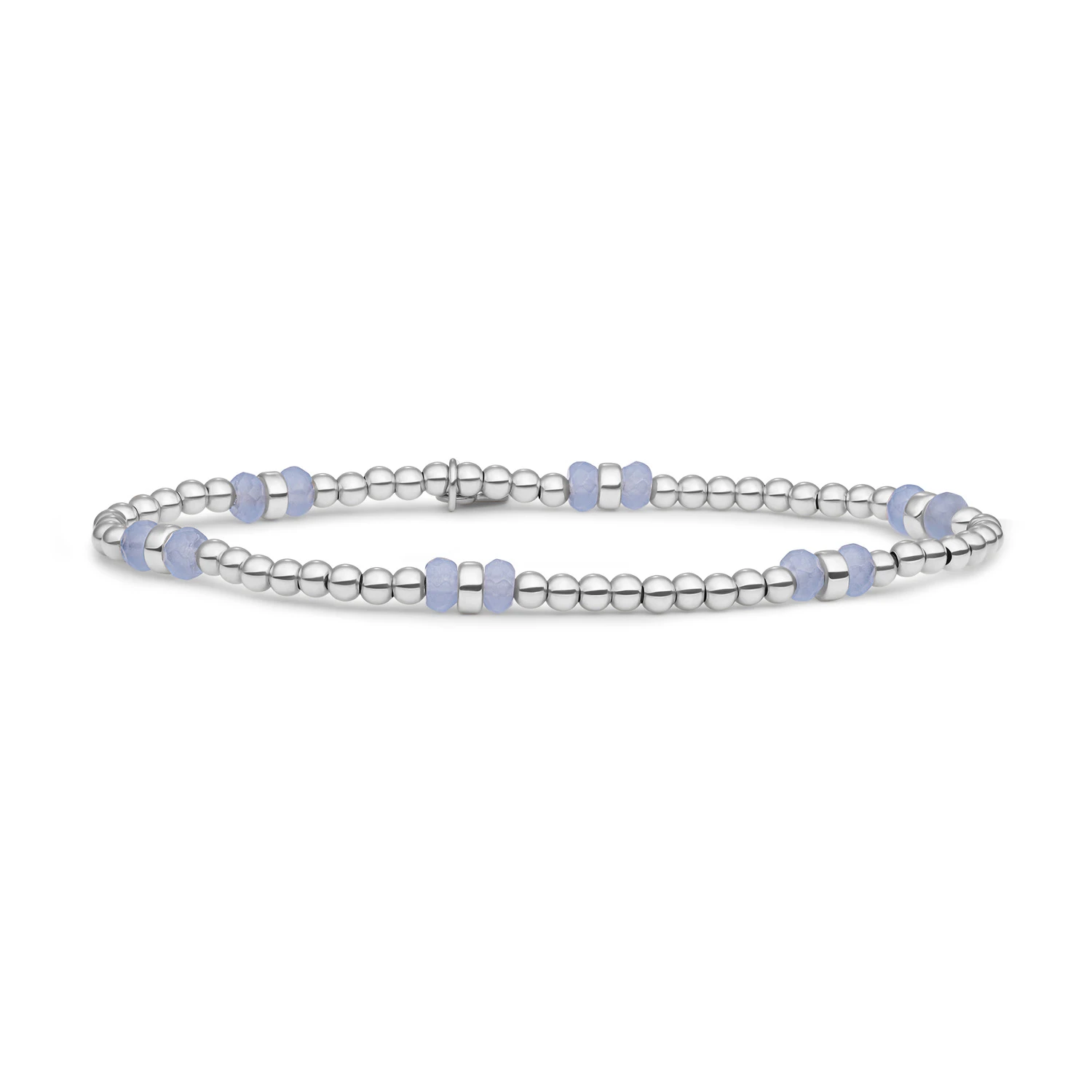 Bracelet | Milky Blue Jade Double Reverse Roundel - Silver