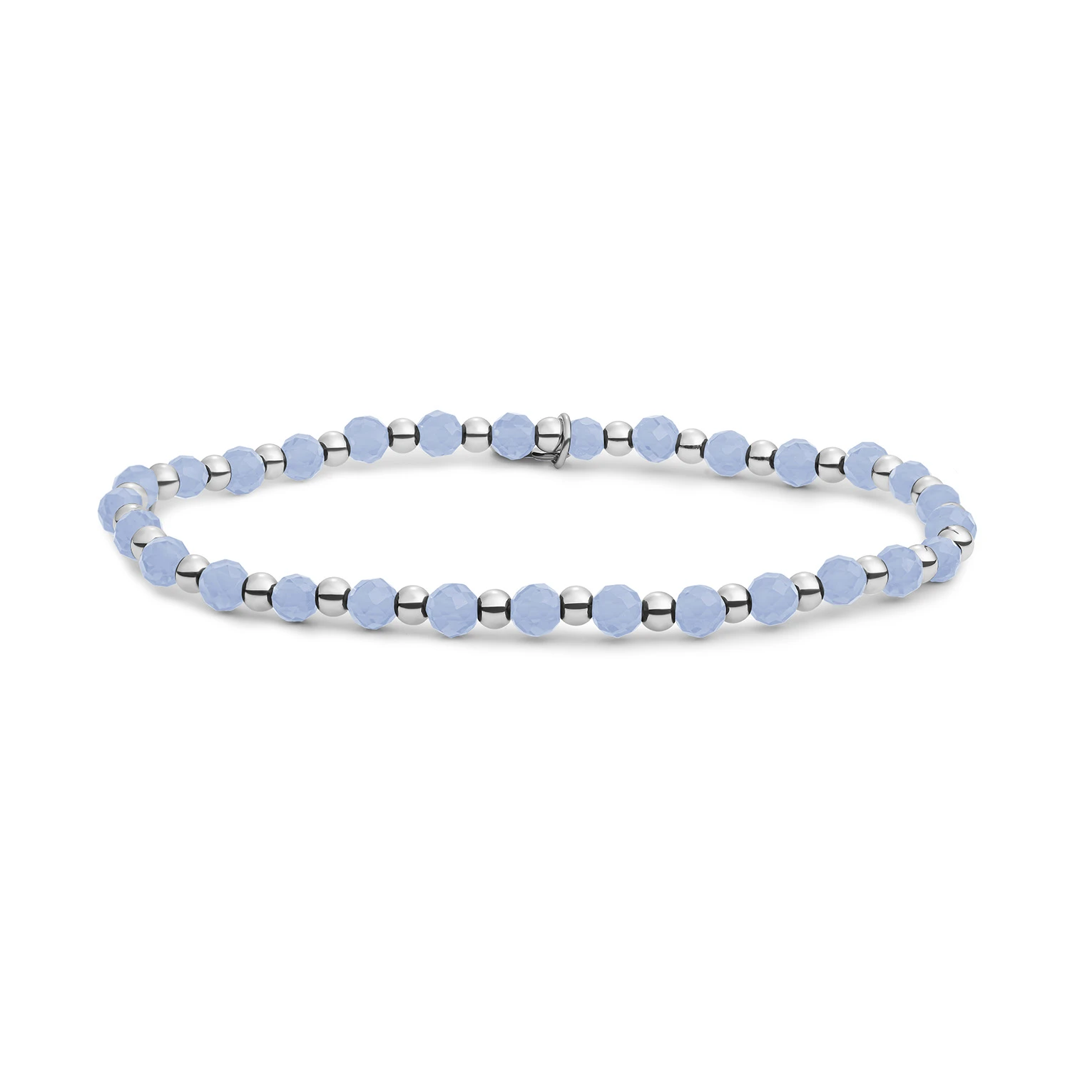 Bracelet | Milky Blue Jade Interstellar - Silver - 3mm