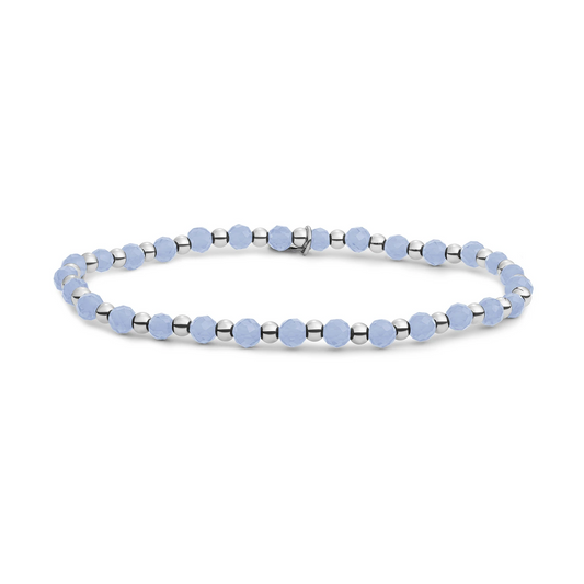 Bracelet | Milky Blue Jade Interstellar - Silver - 3mm