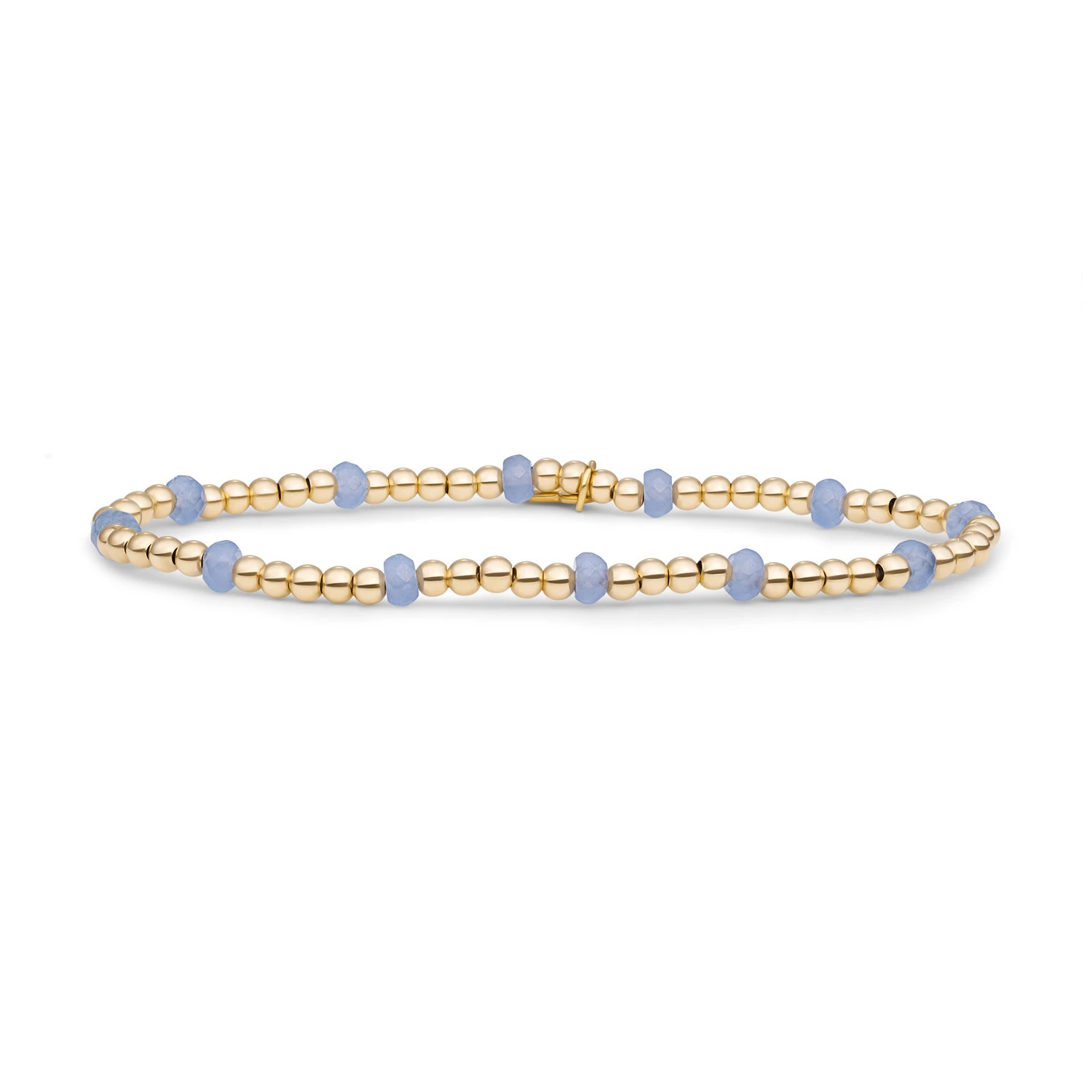 Bracelet | Milky Blue Jade Reverse Roundel - Gold