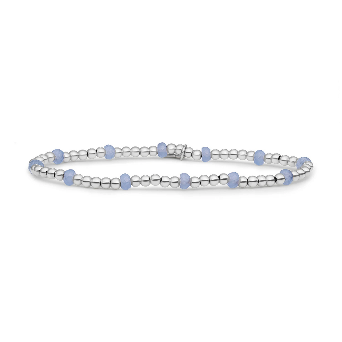 Bracelet | Milky Blue Jade Reverse Roundel - Silver