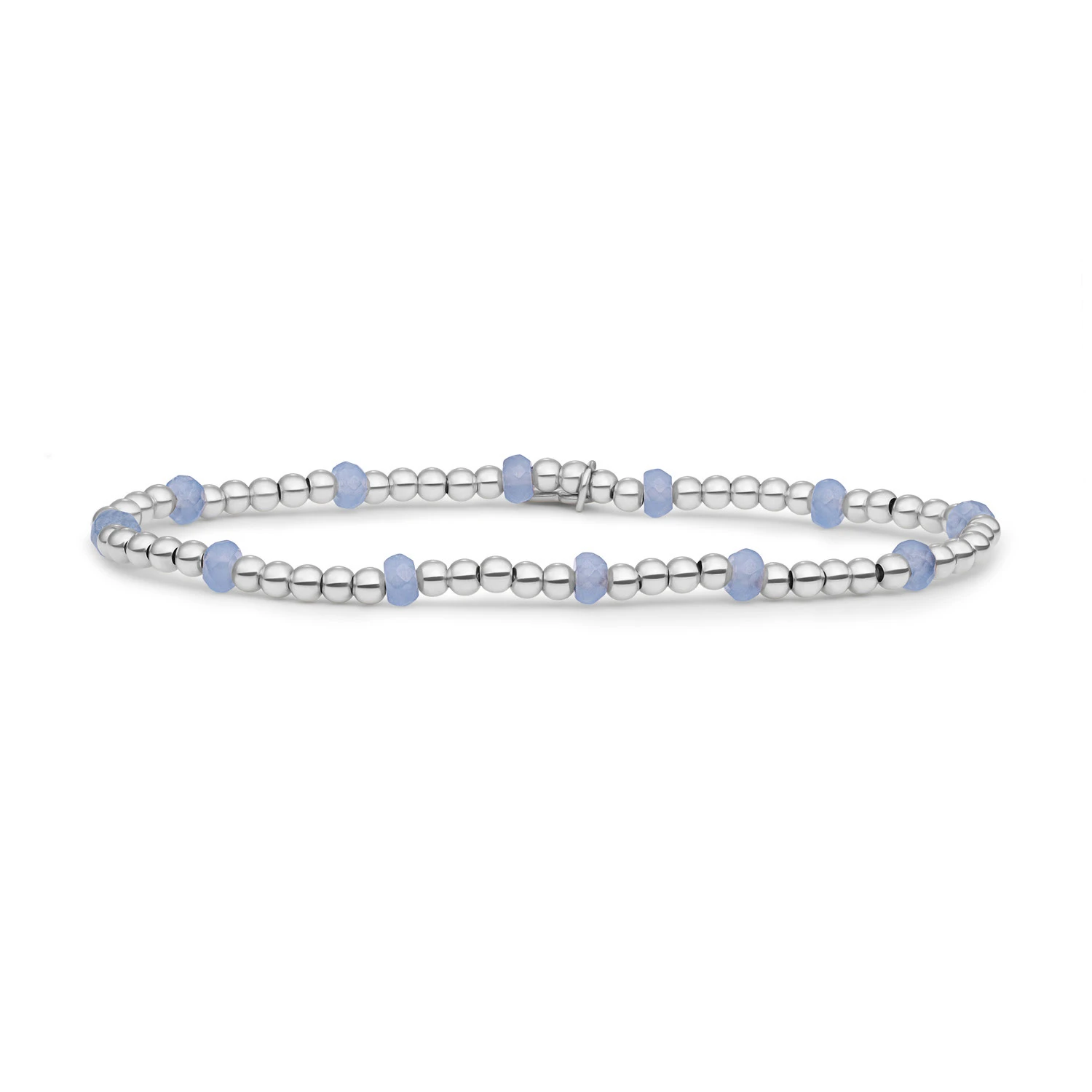 Bracelet | Milky Blue Jade Reverse Roundel - Silver