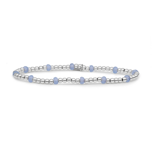 Bracelet | Milky Blue Jade Reverse Roundel - Silver