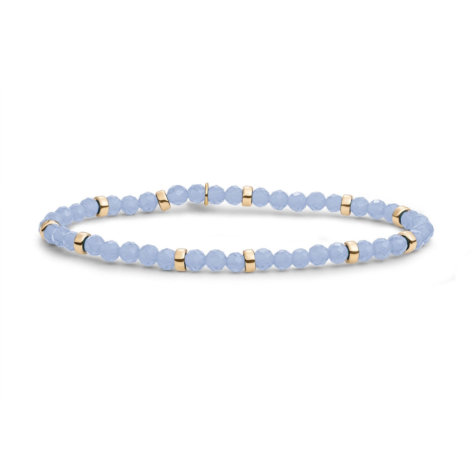 Bracelet | Milky Blue Jade Roundel Interstellar - Gold