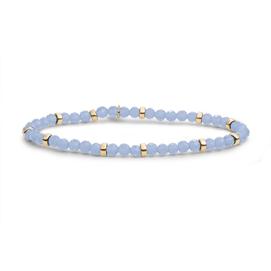 Bracelet | Milky Blue Jade Roundel Interstellar - Gold