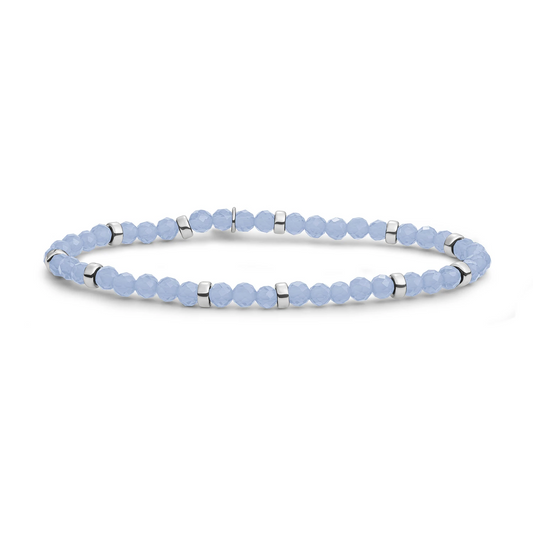 Bracelet | Milky Blue Jade Roundel Interstellar - Silver