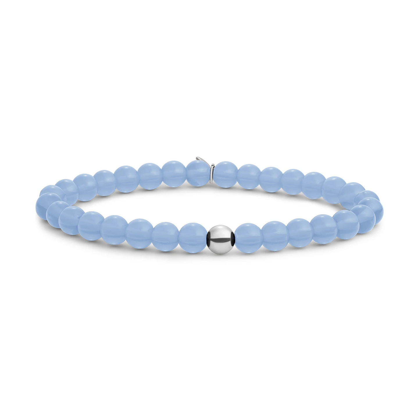 Bracelet | Milky Blue Jade Saturn large - Silver - 6mm