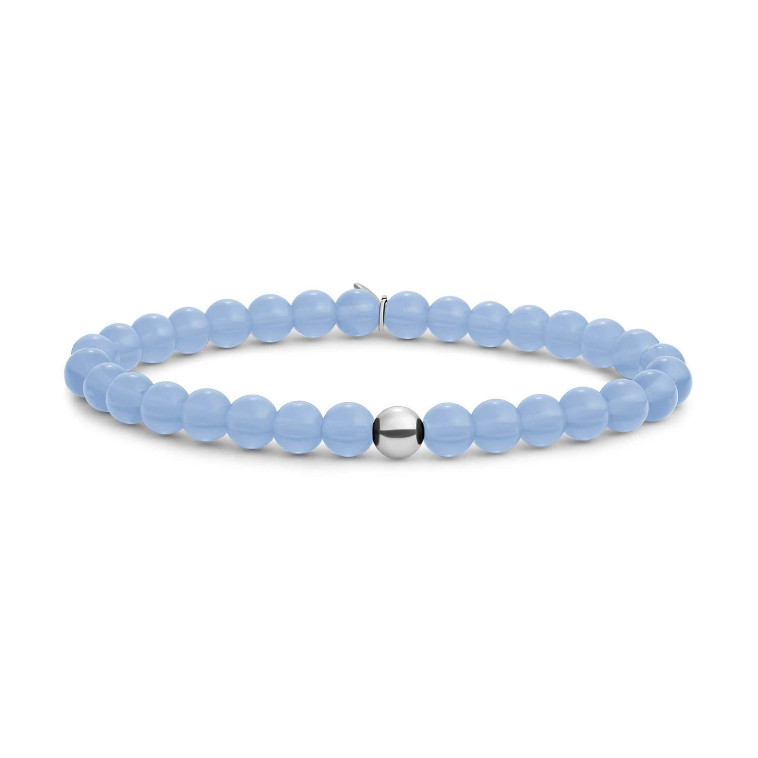 Bracelet | Milky Blue Jade Saturn large - Silver - 6mm