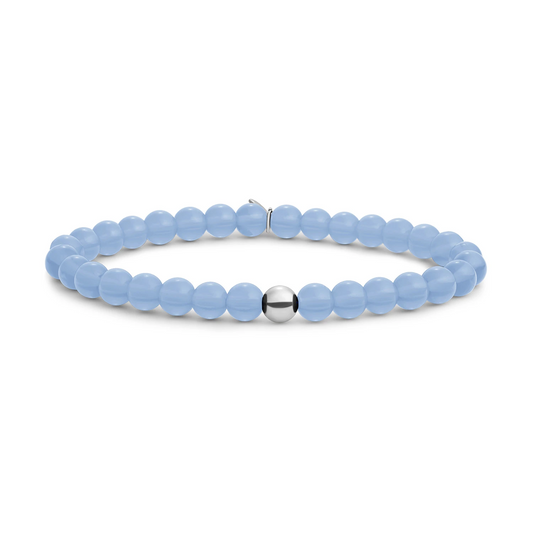 Bracelet | Milky Blue Jade Saturn large - Silver - 6mm
