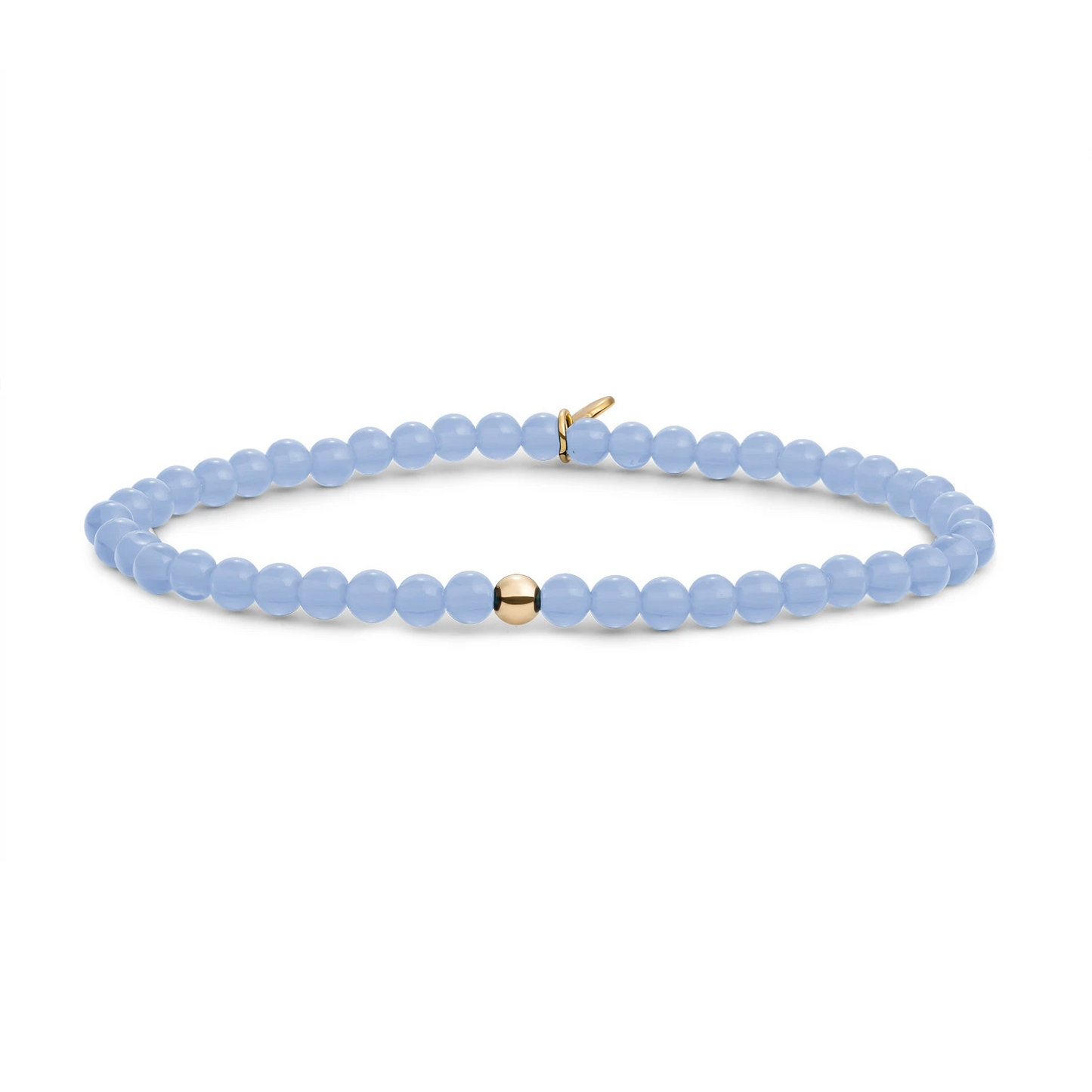 Bracelet | Milky Blue Jade Saturn small - Gold - 4mm
