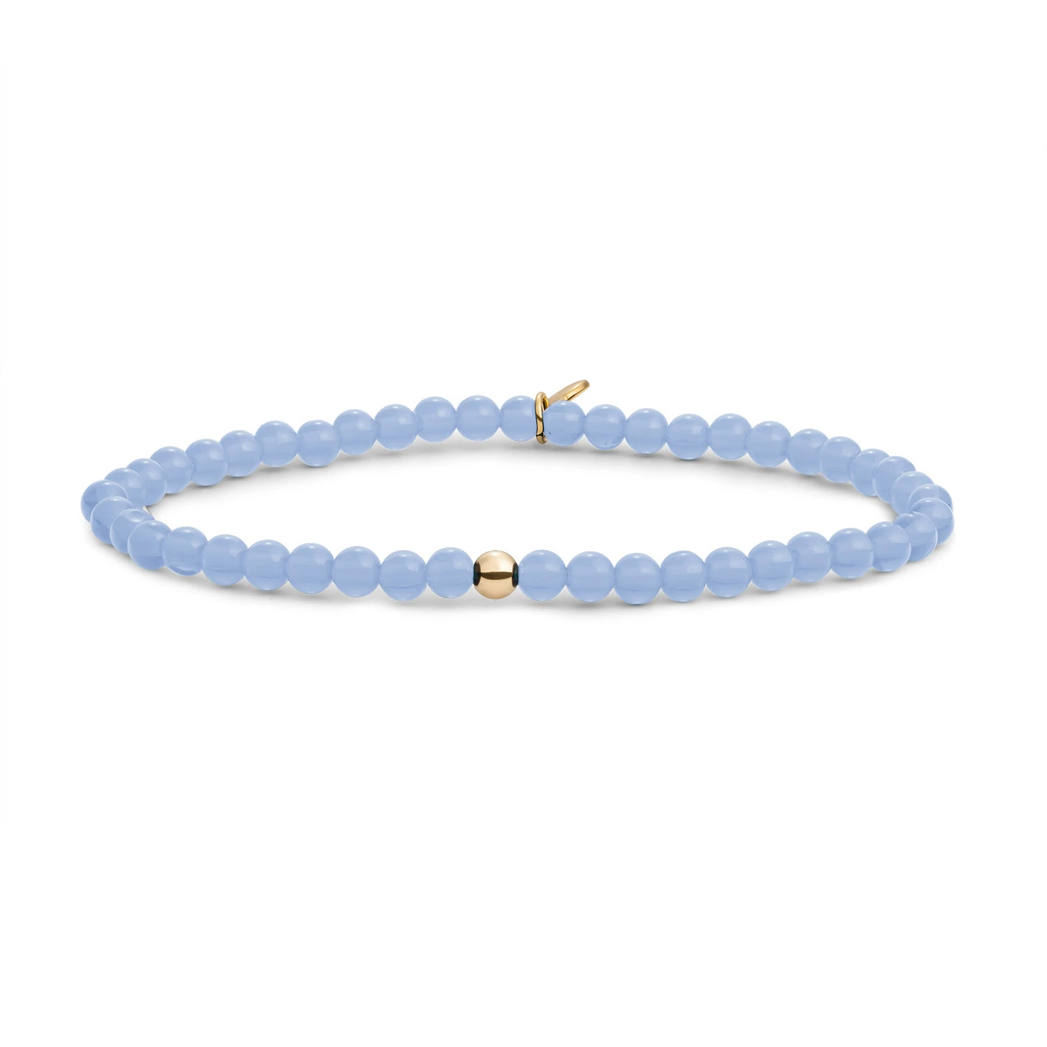 Bracelet | Milky Blue Jade Saturn small - Gold - 4mm