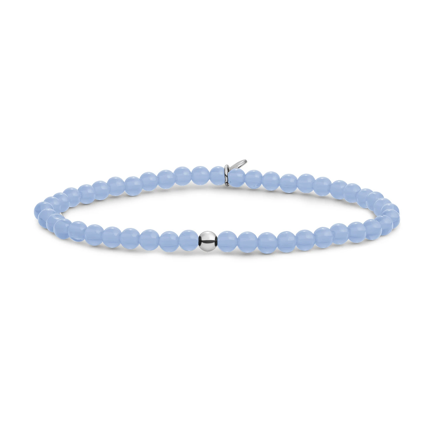 Bracelet | Milky Blue Jade Saturn small - Silver - 4mm