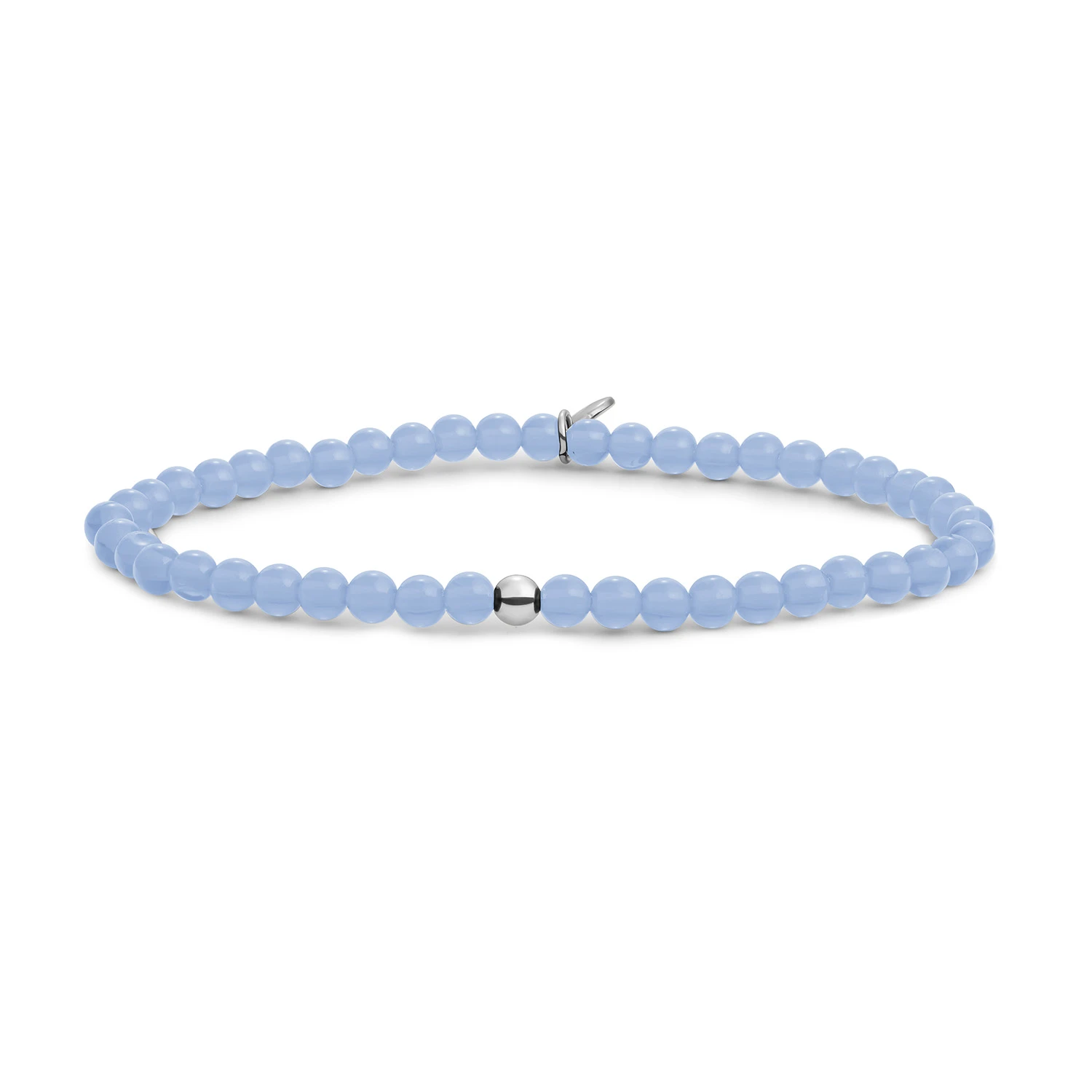 Bracelet | Milky Blue Jade Saturn small - Silver - 4mm