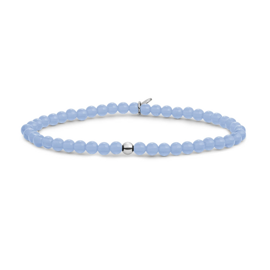 Bracelet | Milky Blue Jade Saturn small - Silver - 4mm
