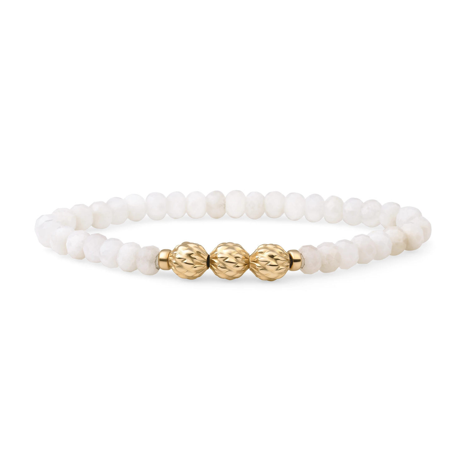Bracelet | Moonstone 6mm fuse beads | gold plated