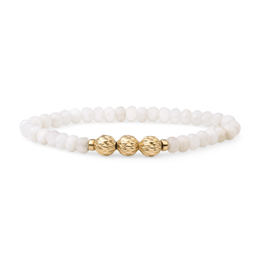 Bracelet | Moonstone 6mm fuse beads | gold plated