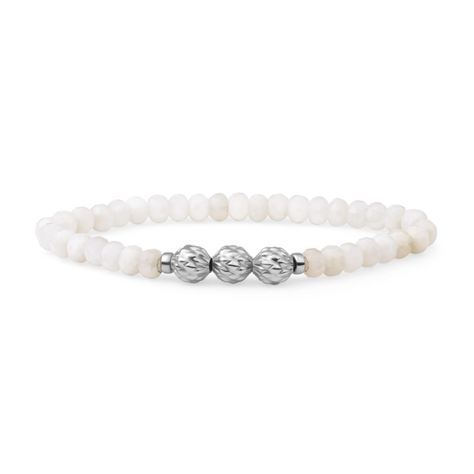 Bracelet | Moonstone 6mm fuse beads | silver