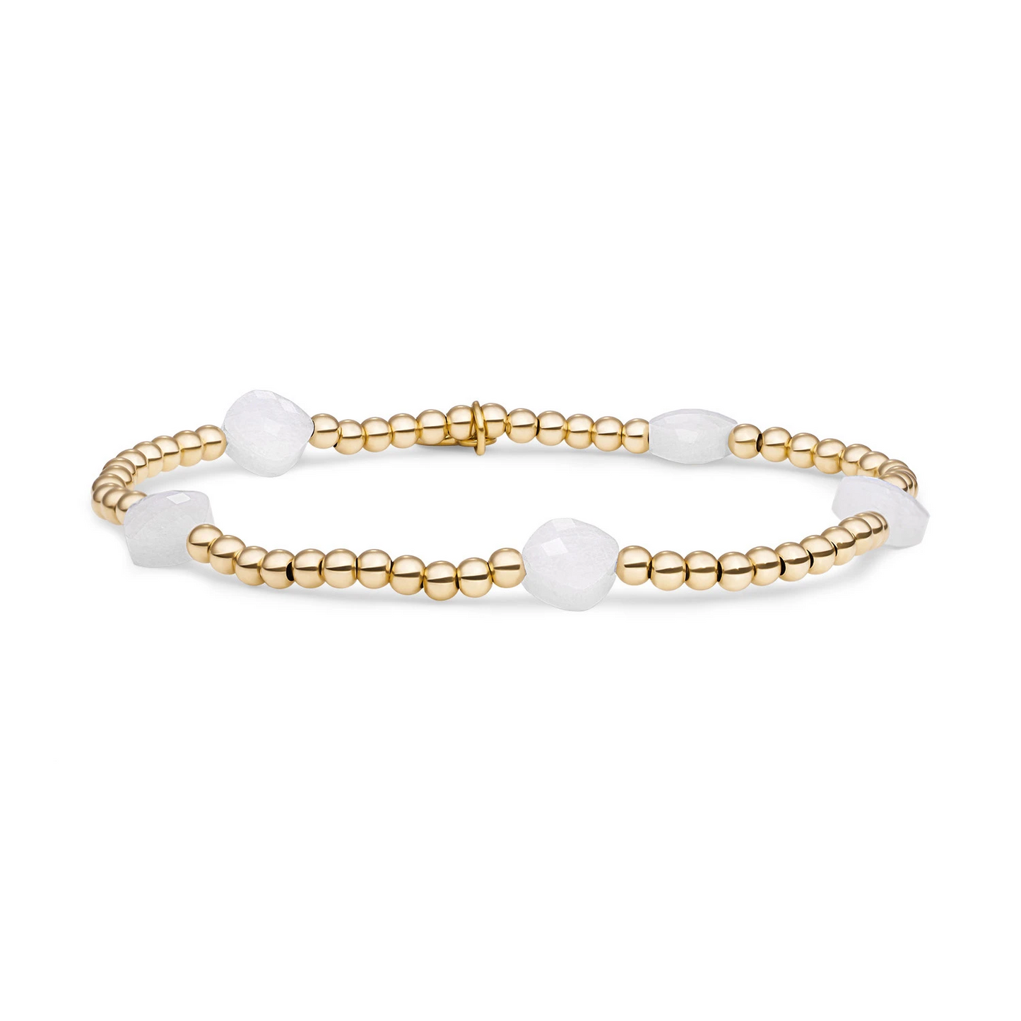 Bracelet | Moonstone Cushion Cut Beads - Gold