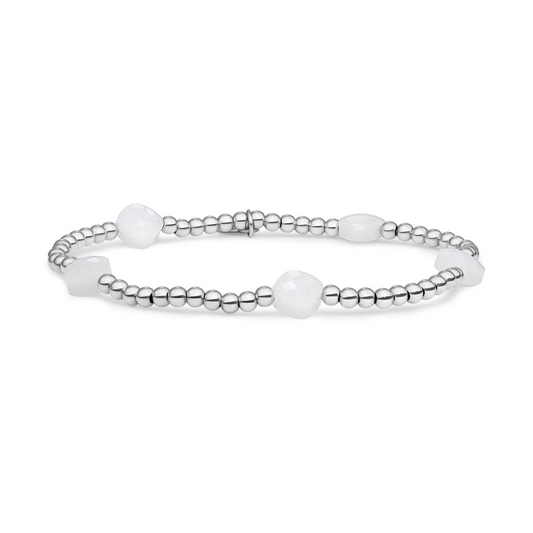 Bracelet | Moonstone Cushion Cut Beads - Silver