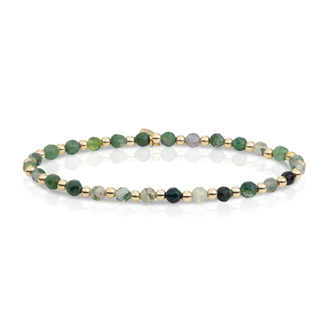 Bracelet | Moss Agate Interstellar - Gold 3mm