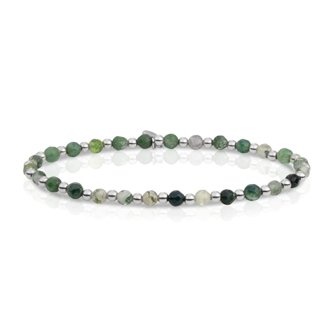 Bracelet | Moss Agate Interstellar - Silver 3mm