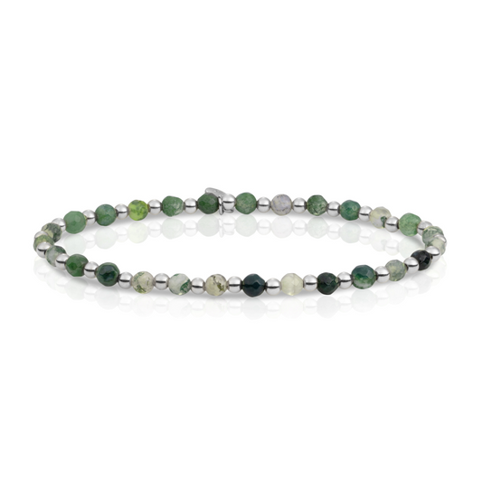 Bracelet | Moss Agate Interstellar - Silver 3mm