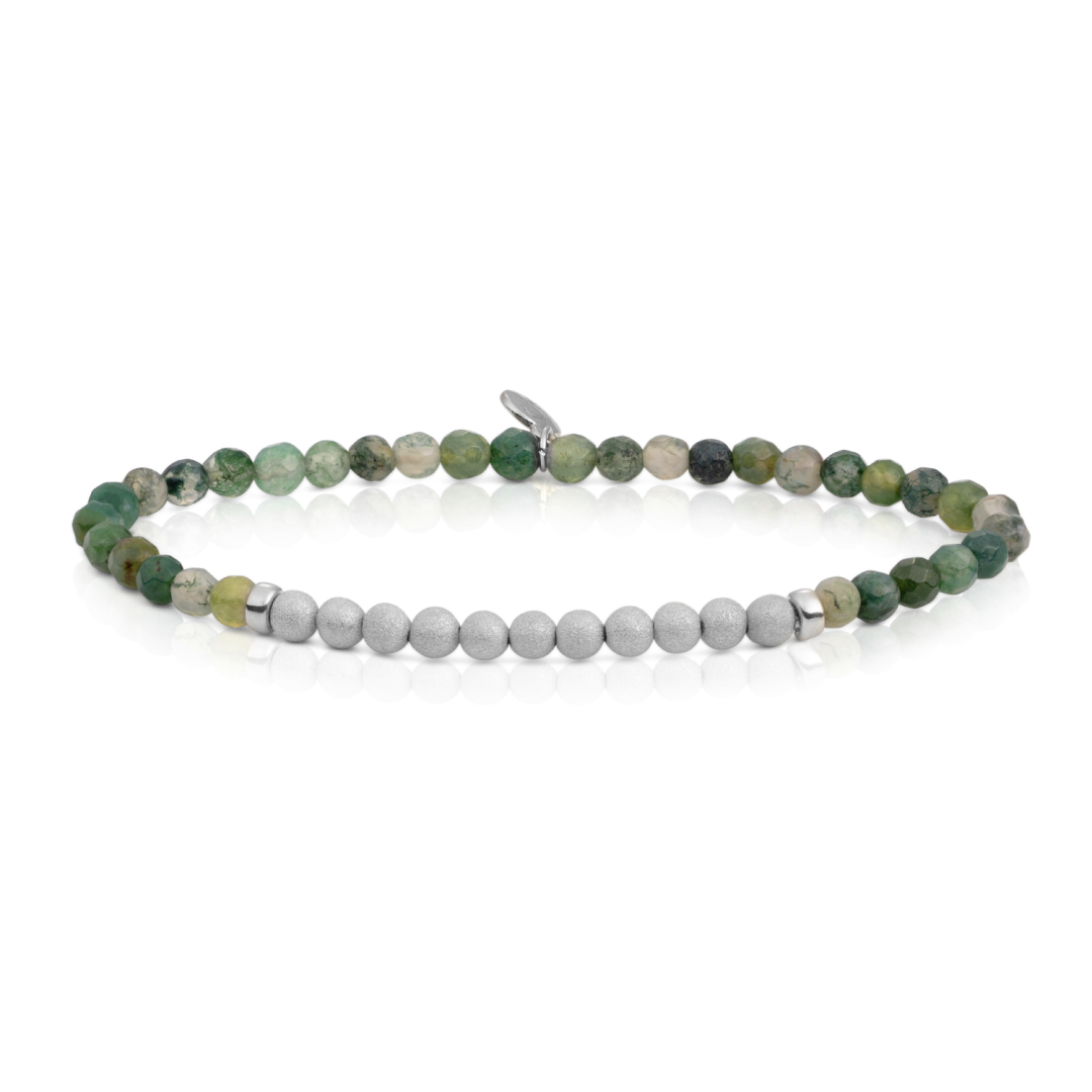 Bracelet | Moss Agate Lightyear - Silver Champagne