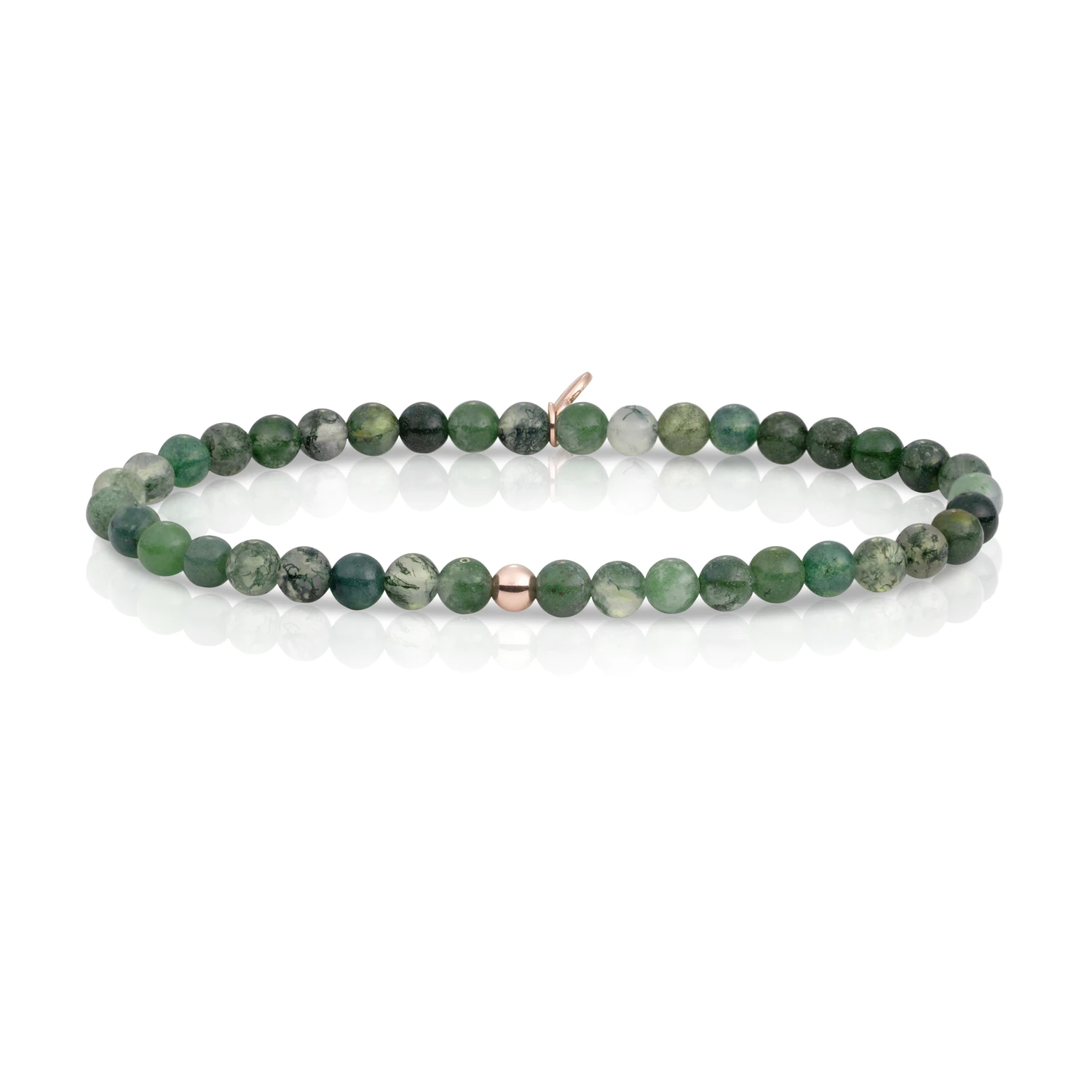 Bracelet | Moss Agate Saturn small - Rose gold 4mm